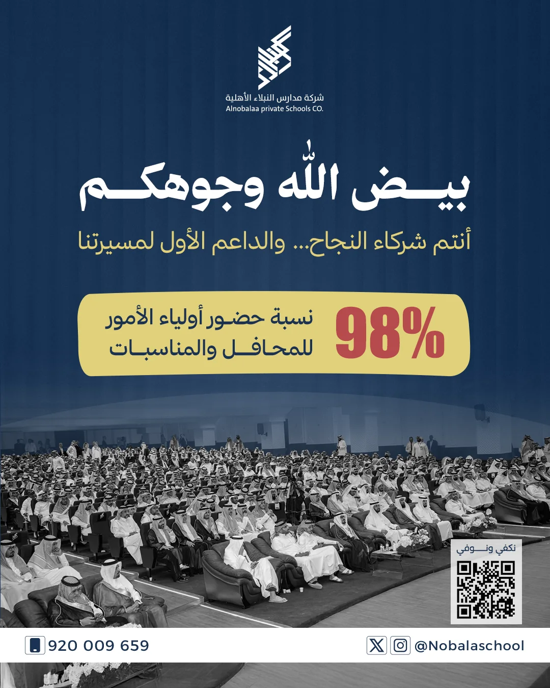 تصميم نسبة رضا أولياء الأمور في مدارس النبلاء